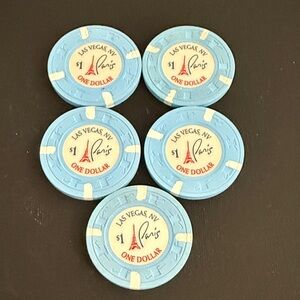 Vintage Paris Las Vegas $1 Casino Chips – Lot of 5 Collectible